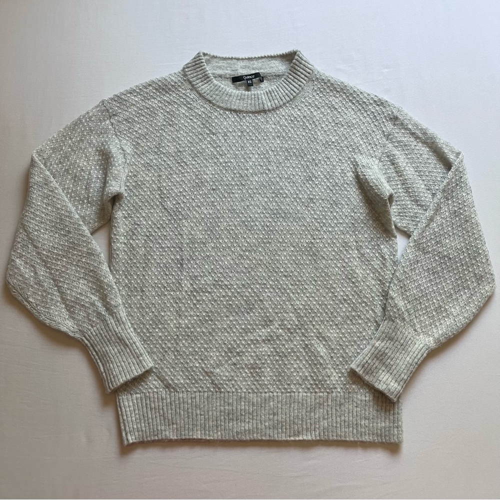 QUINCE light grey merino wool nylon baby alpaca open knit lightweight sweater